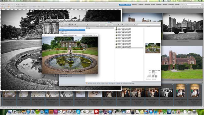 editing photographs from a wedding
