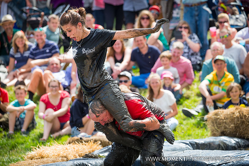 Staff demonstrate the obstacle course at The Lowland Games 2016