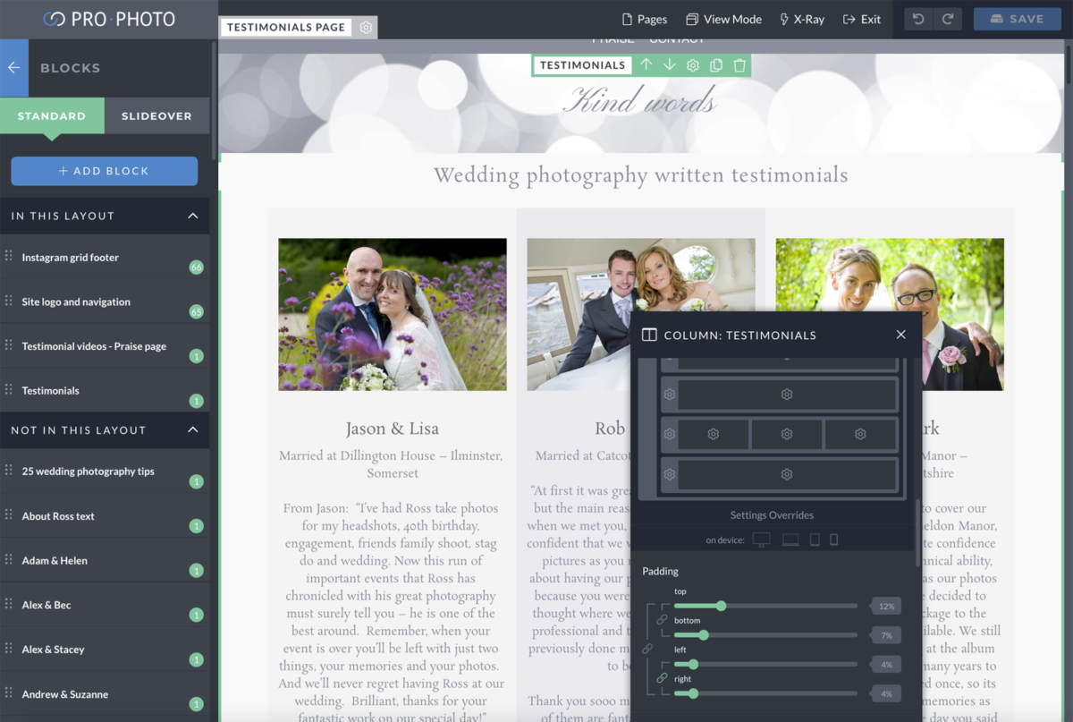 ProPhoto 7 Block editing controls