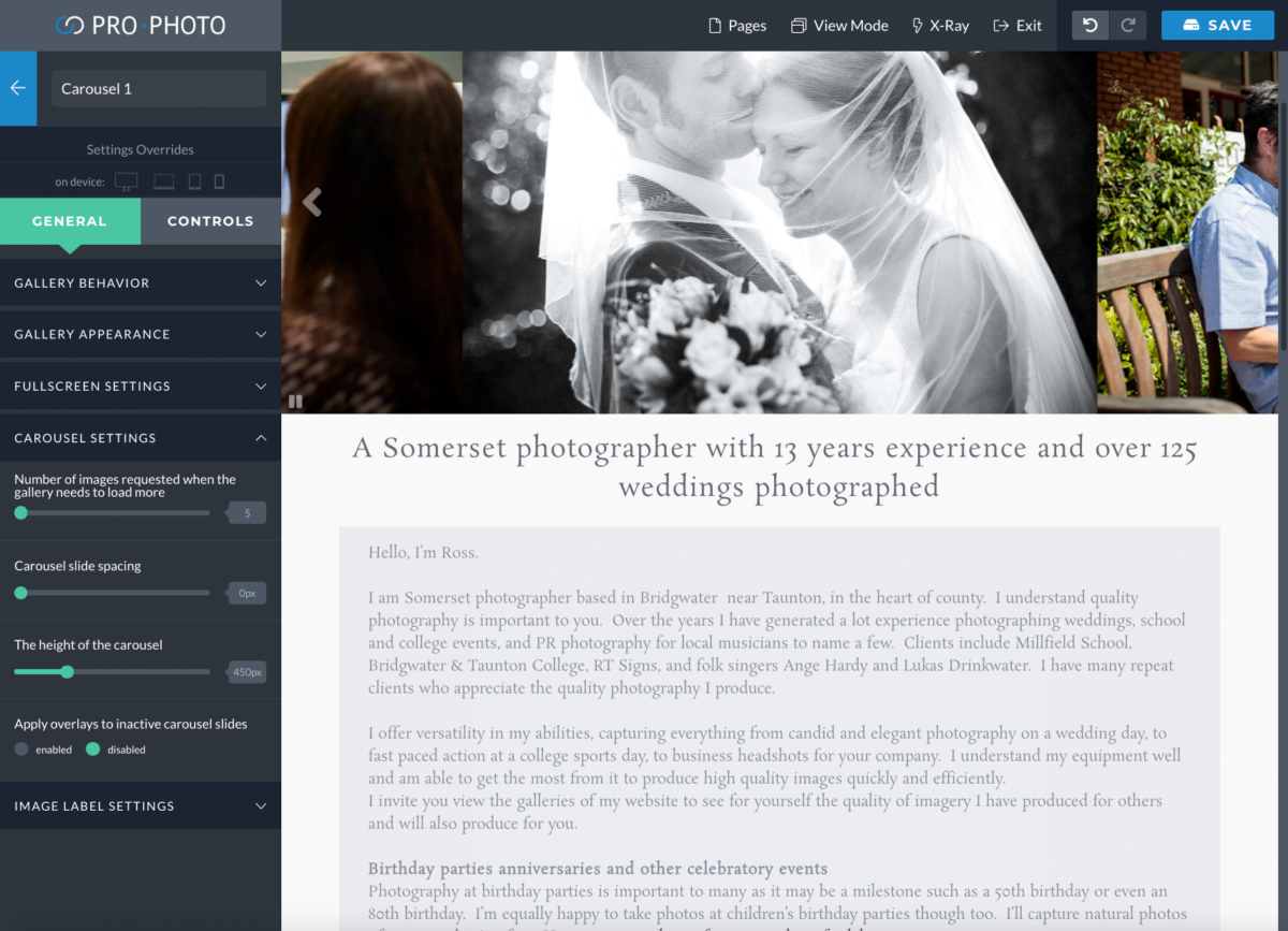 ProPhoto 7 gallery editing controls 